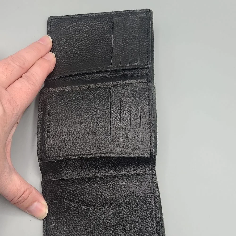 Harley Davidson Vintage Classic Embroidered Logo Trifold Wallet | Black